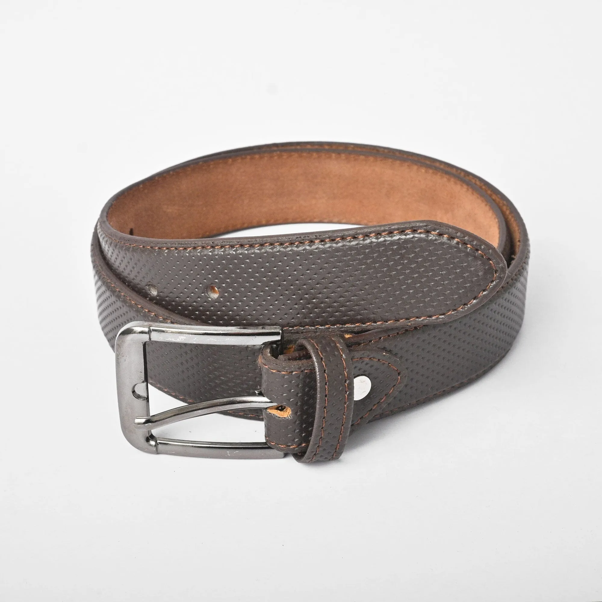 L&L Men's Aksaray Textured Design PU Leather Belt