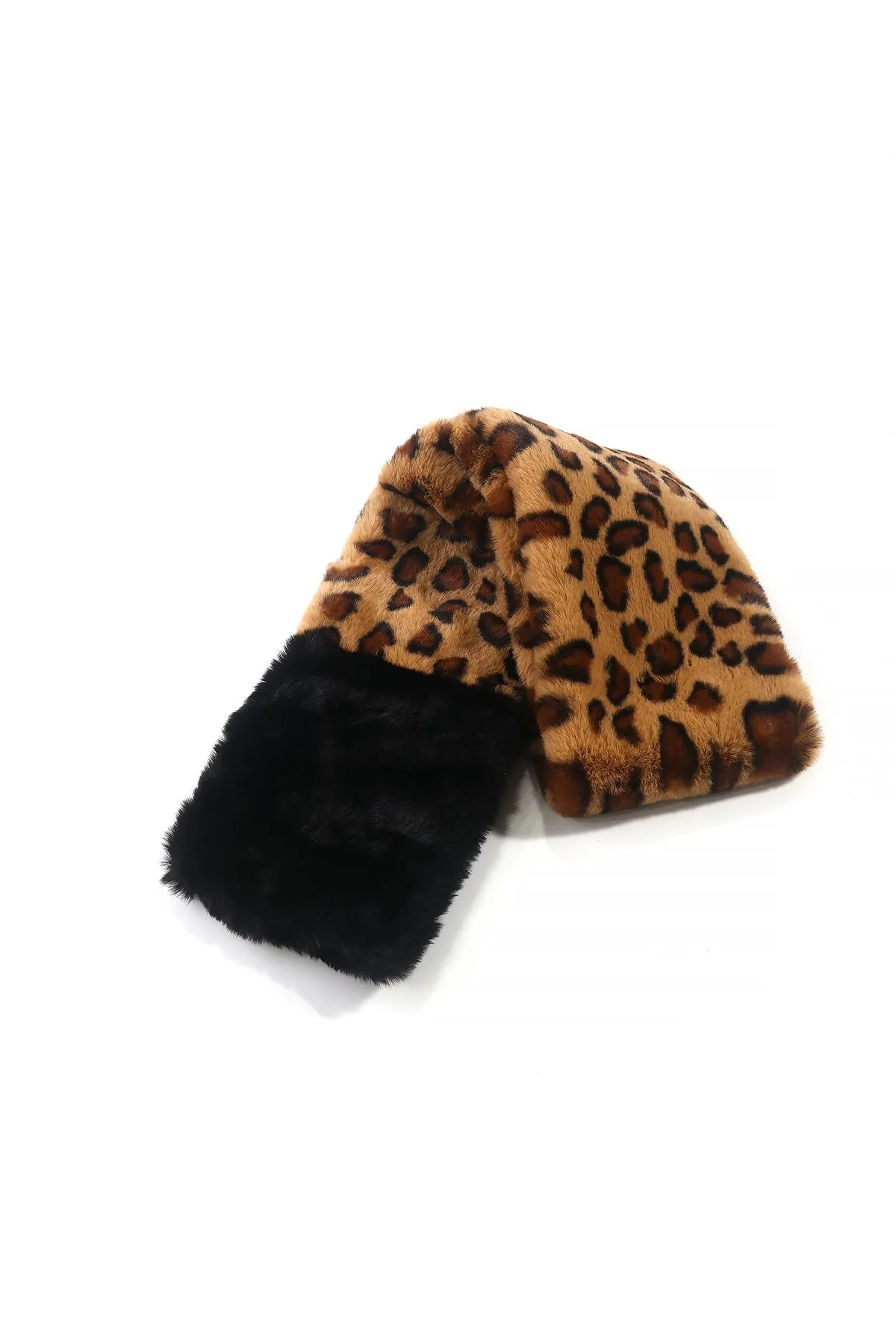 Leopard Print Faux Fur Scarf