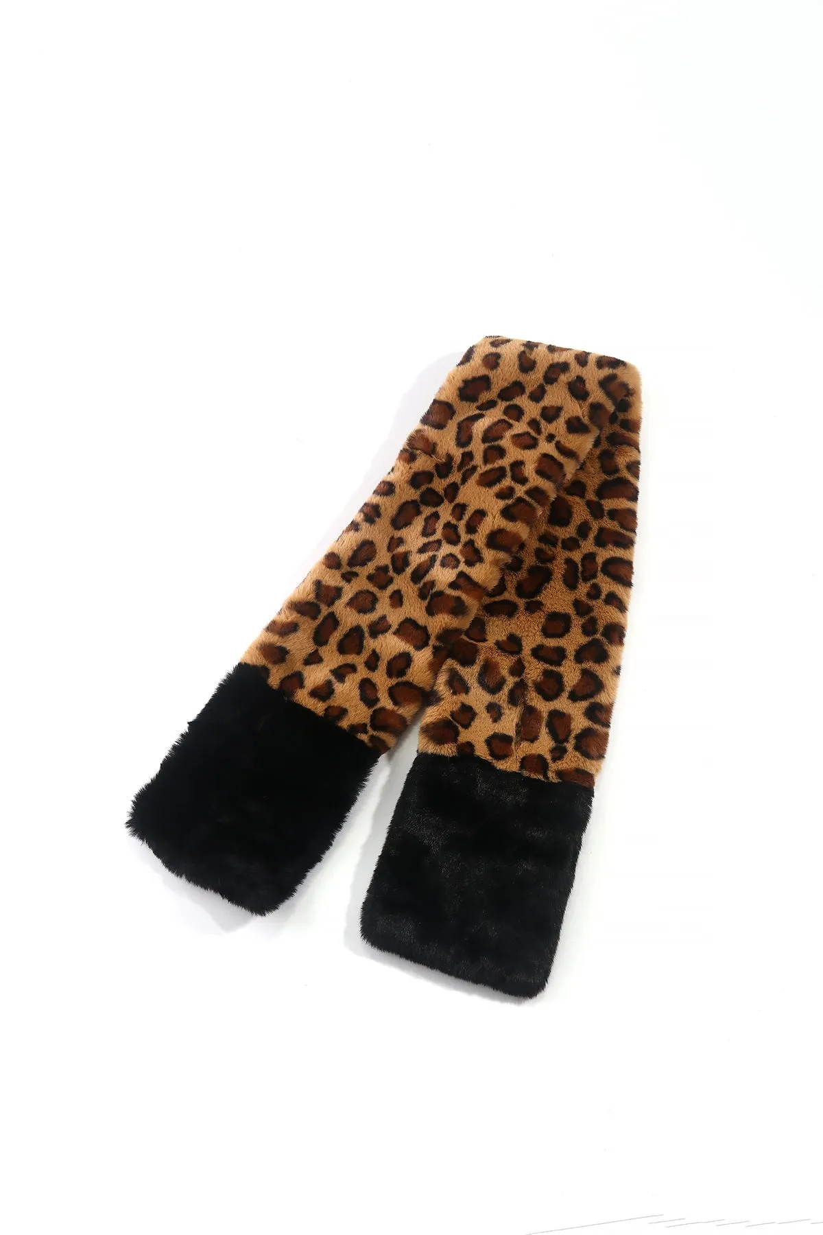 Leopard Print Faux Fur Scarf