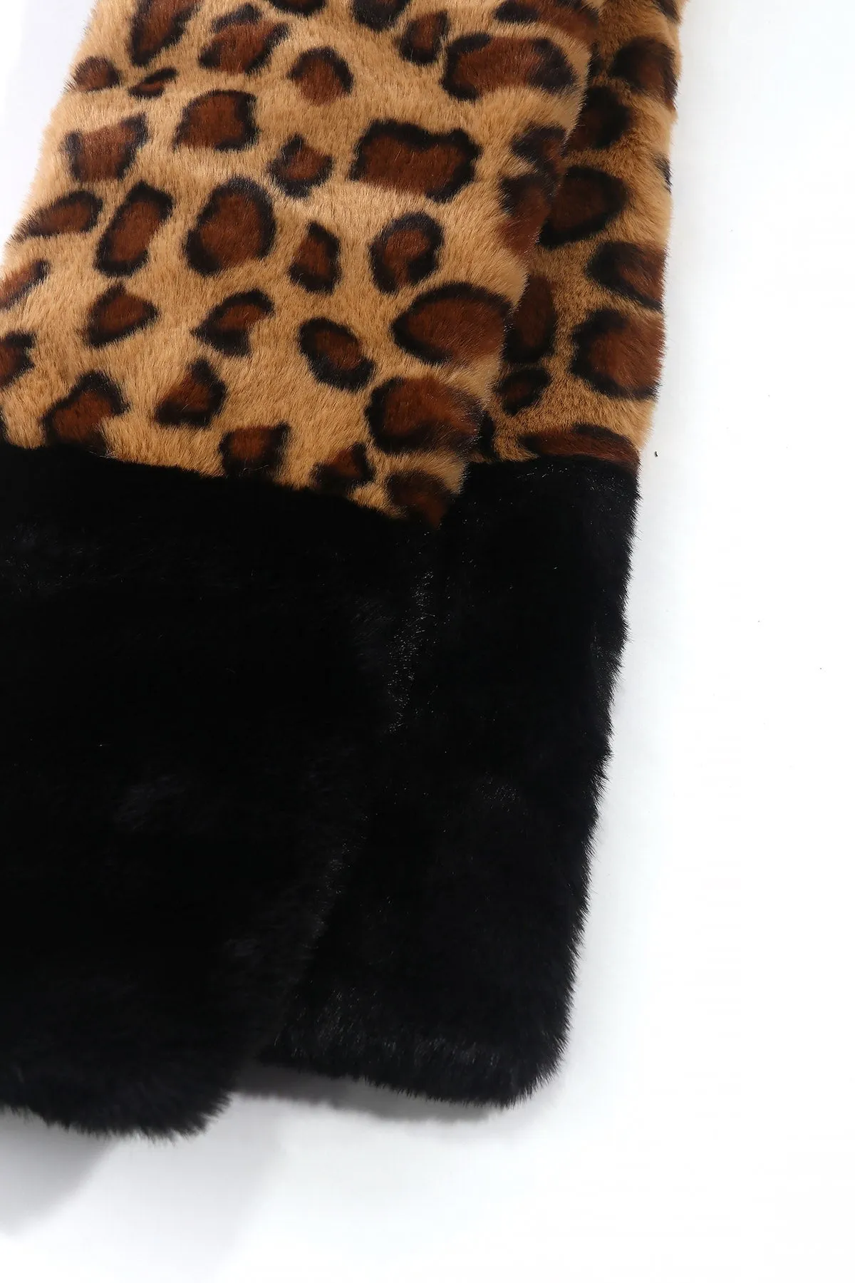 Leopard Print Faux Fur Scarf