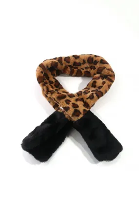 Leopard Print Faux Fur Scarf