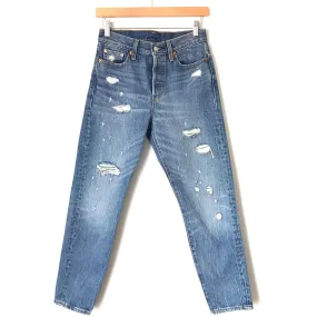 Levi Hidden Button Up Distressed Jeans- Size 26 (Inseam 26.5")