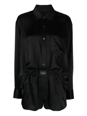 Logo Detailed Button Up Boxer Short Romper In Silk