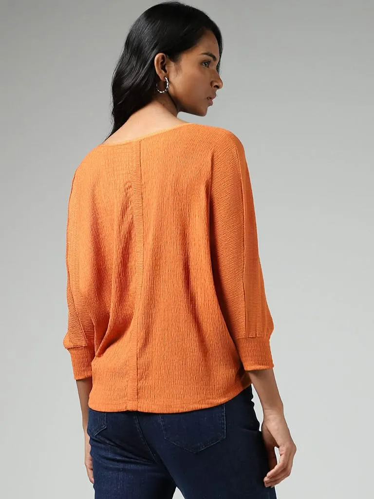 LOV Orange Self-Textured Top