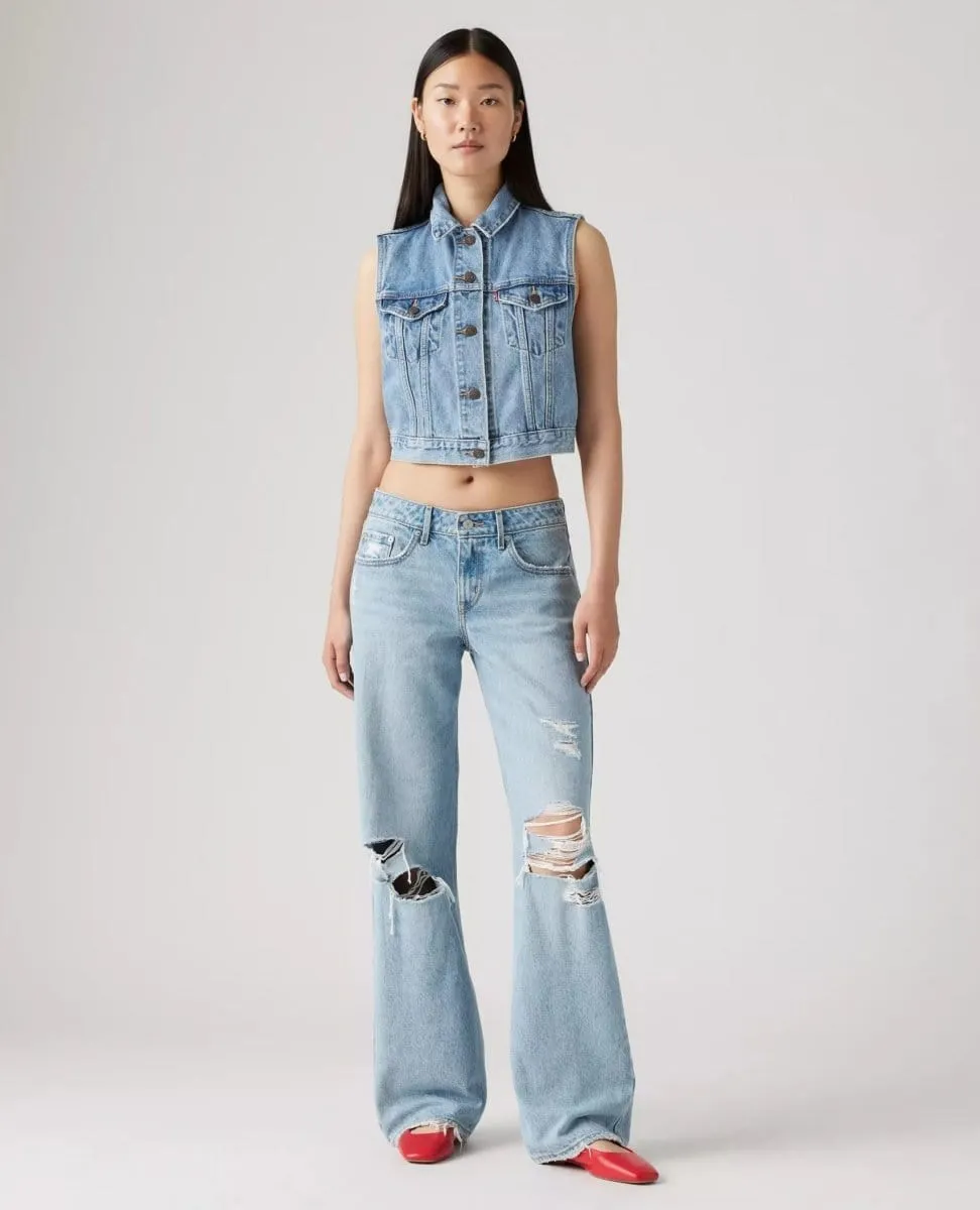 Low Loose Straight Leg Jean Blue Distressed