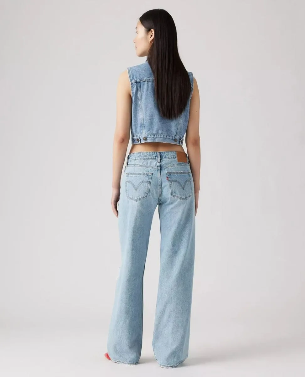 Low Loose Straight Leg Jean Blue Distressed