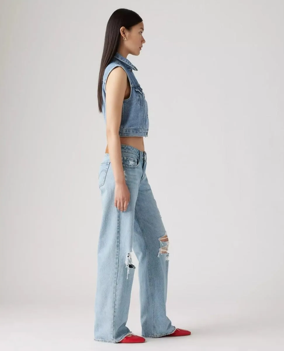 Low Loose Straight Leg Jean Blue Distressed