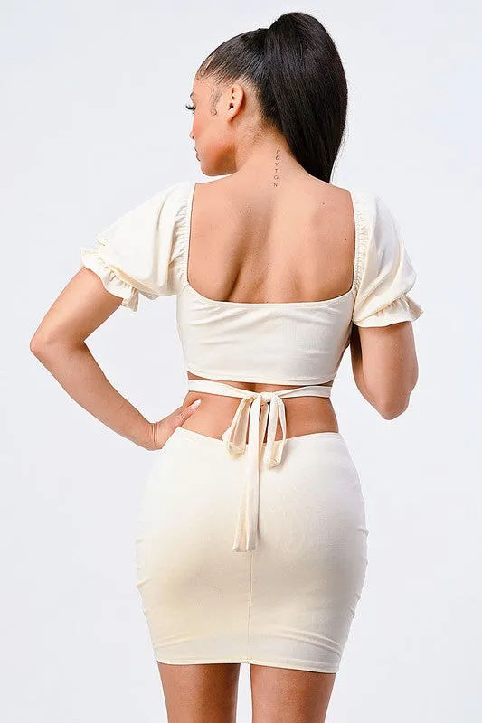 LUX SIDE CUTOUTS WITH BACK TIE DETAIL BODYCON MINI DRESS