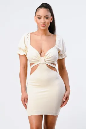 LUX SIDE CUTOUTS WITH BACK TIE DETAIL BODYCON MINI DRESS