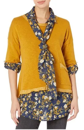 M Made in Italy - Floral Shirt Blouse & Scarf Set