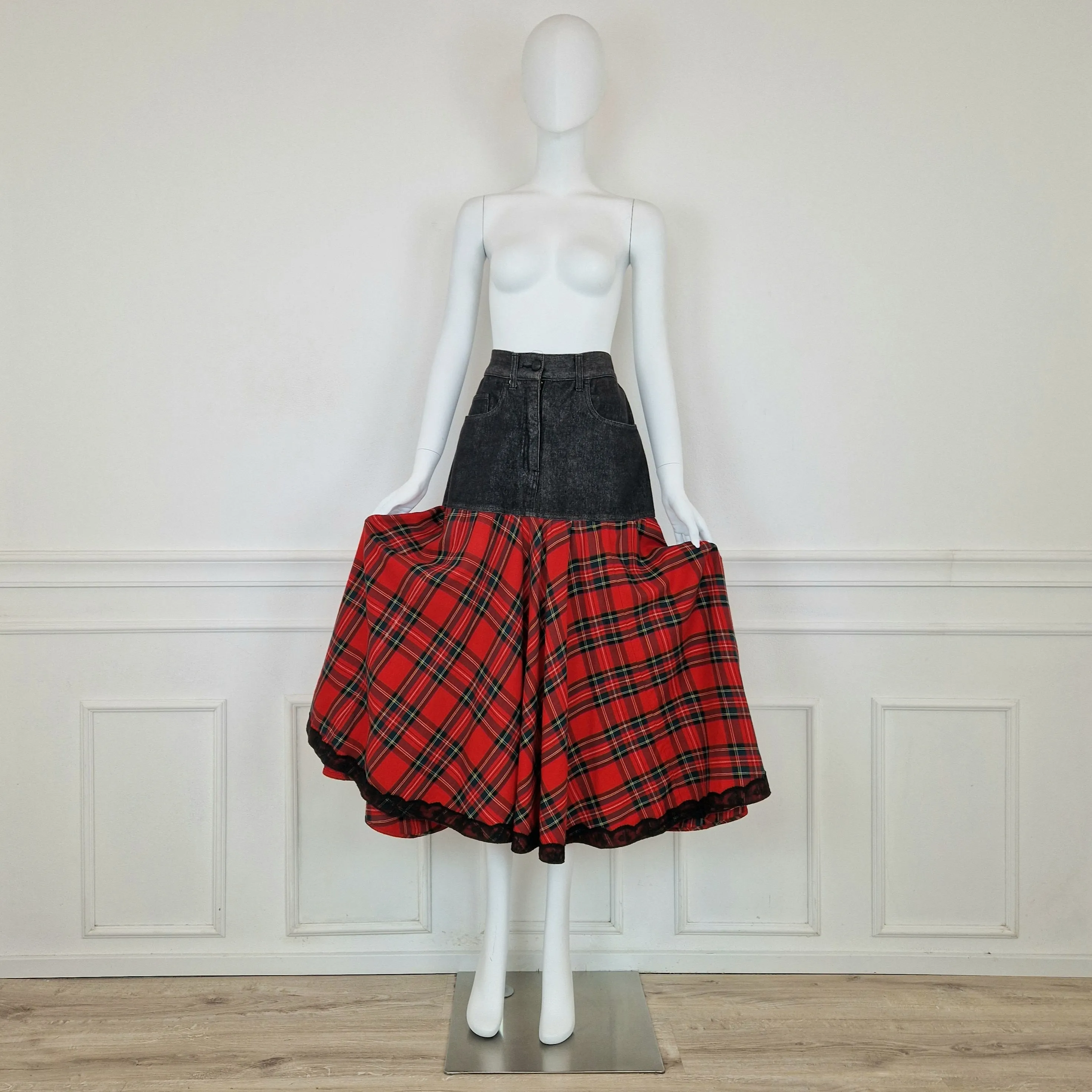 Maxi gonna Moschino denim&tartan
