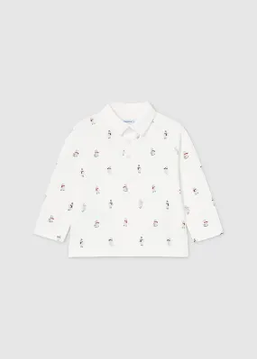 Mayoral Baby Boys Cream Printed Polo