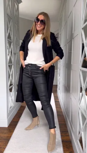 Melly & Co Black Coated Jeans