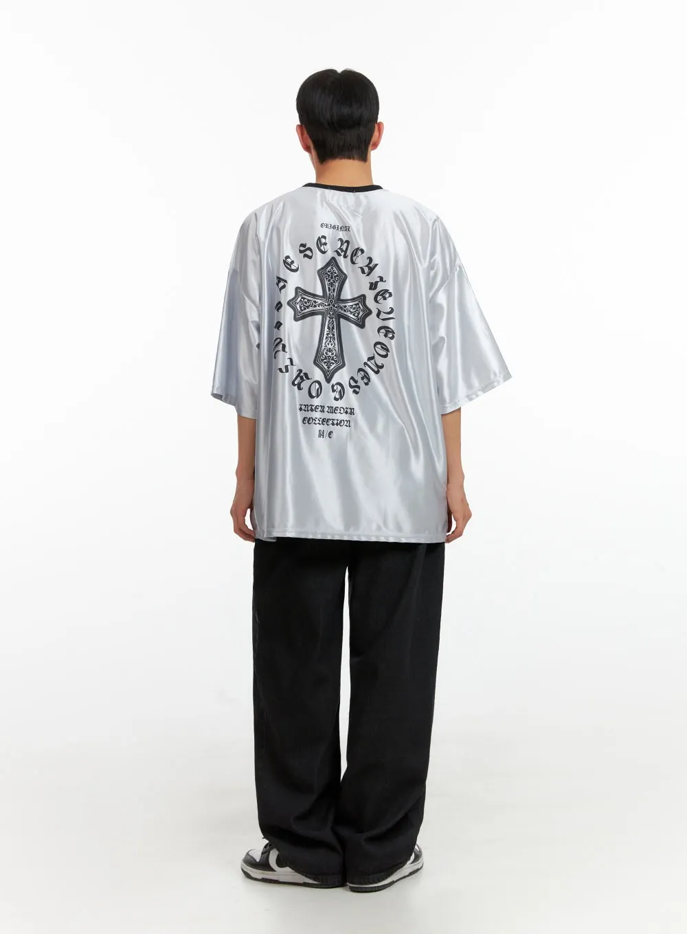 Men's Metallic Lettering T-Shirt IU412
