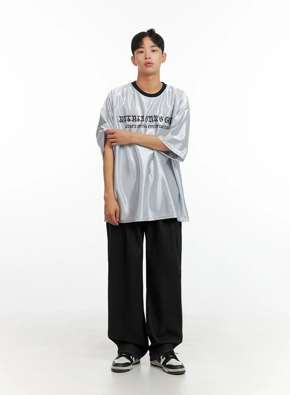 Men's Metallic Lettering T-Shirt IU412
