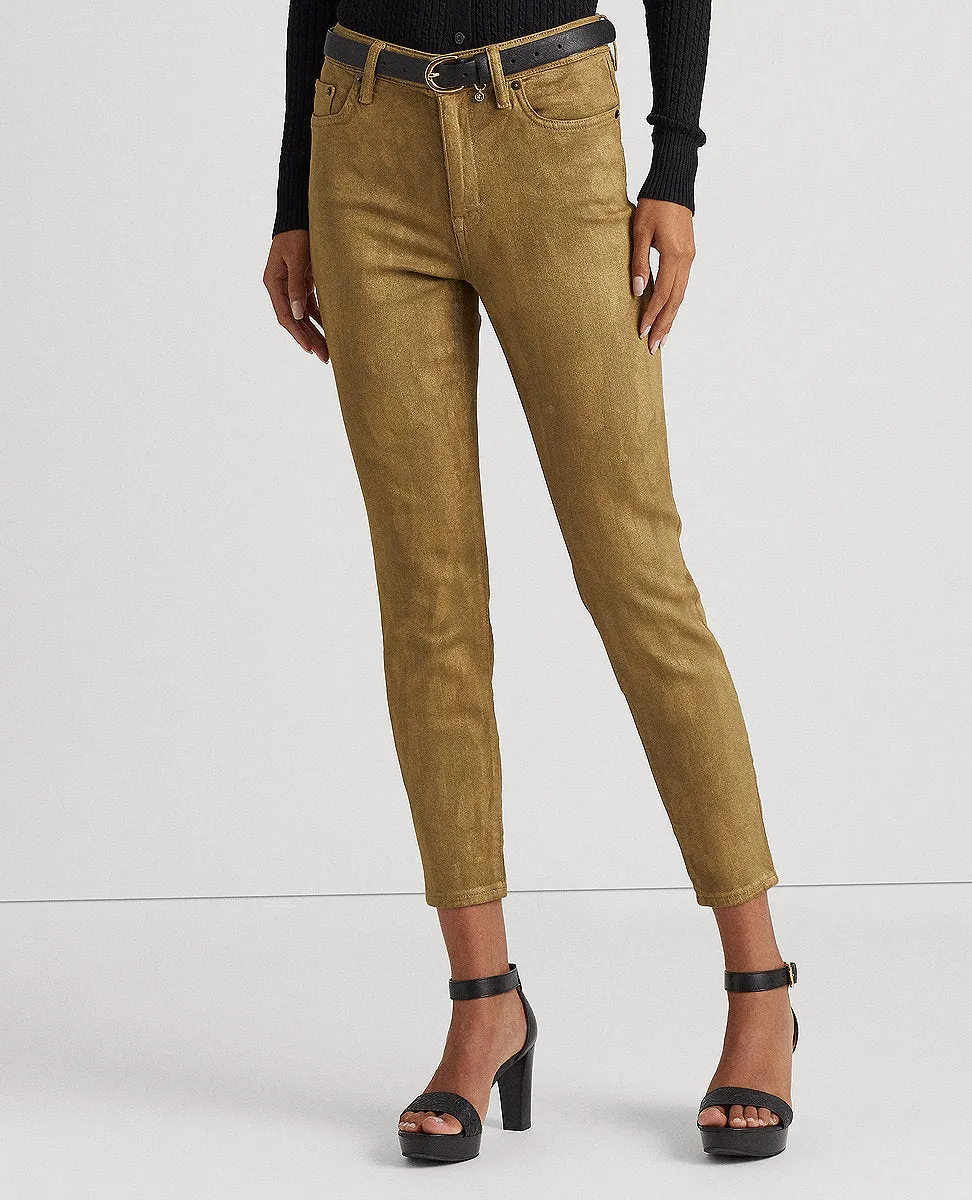 Metallic High-Rise Skinny Ankle Jean In Green