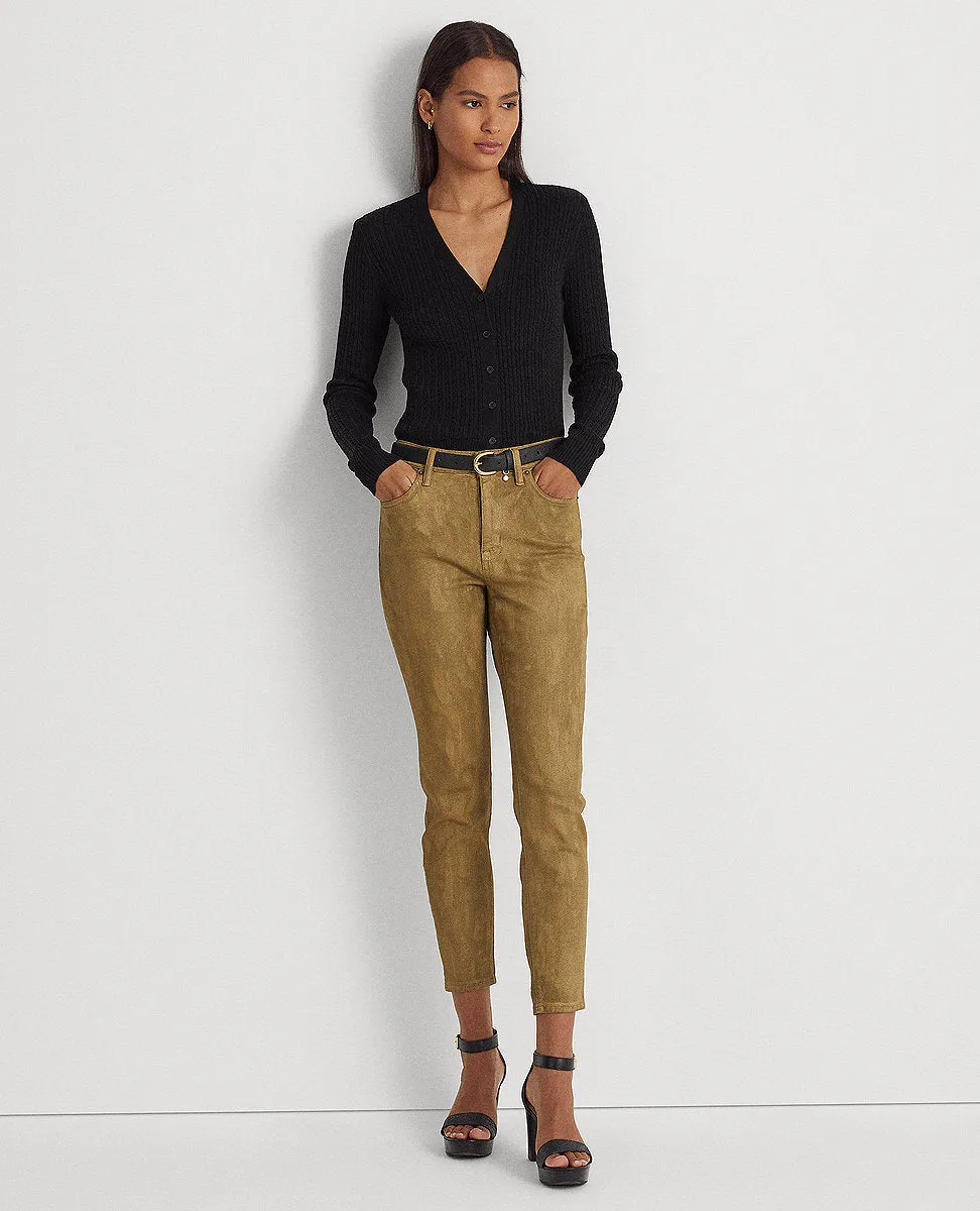 Metallic High-Rise Skinny Ankle Jean In Green