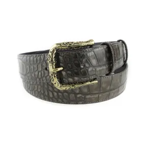 Metallic Hued Anthracite Tone Mock Croc Filigree Belt