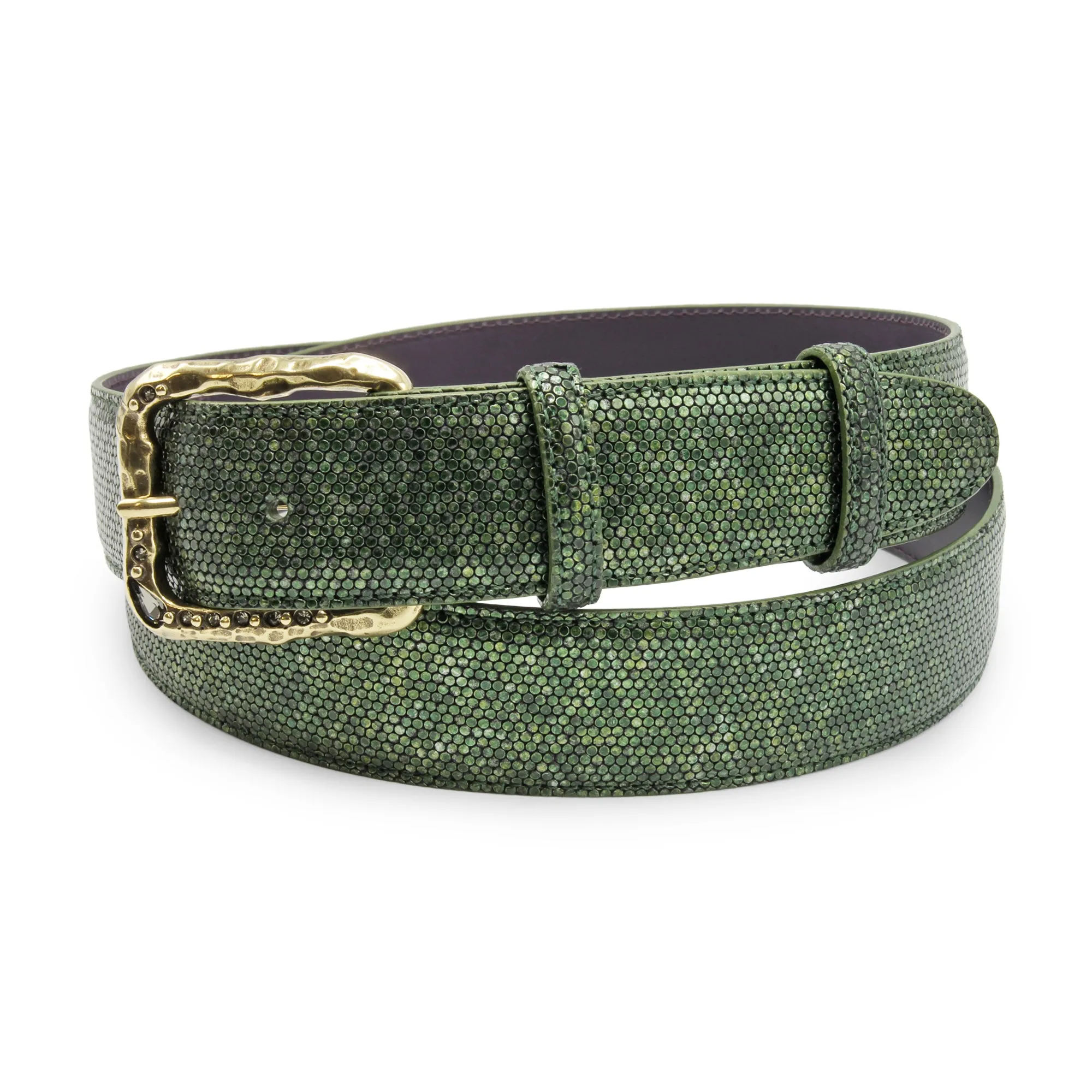 Metallic Seaweed Honeycomb Crystal Prong Belt