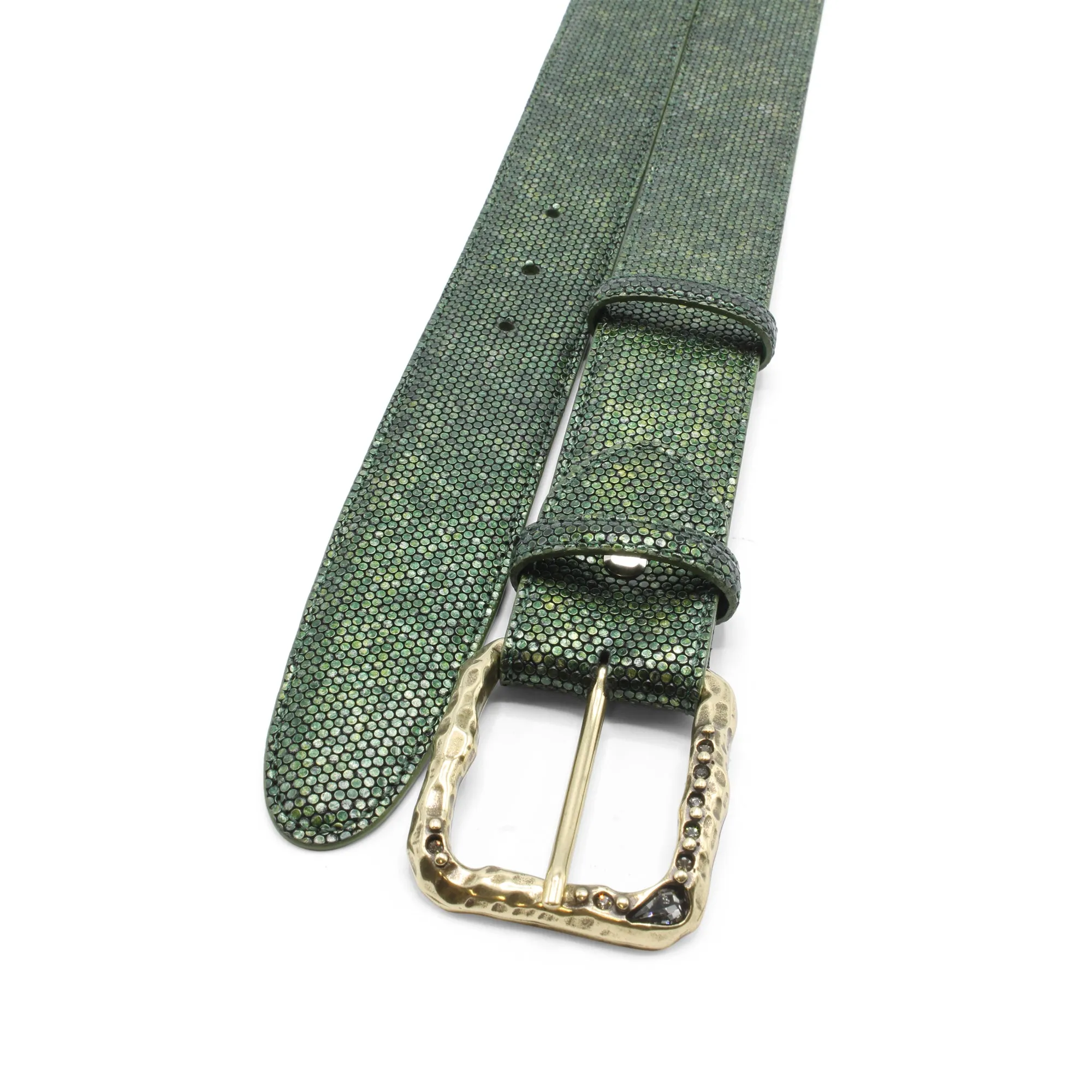 Metallic Seaweed Honeycomb Crystal Prong Belt