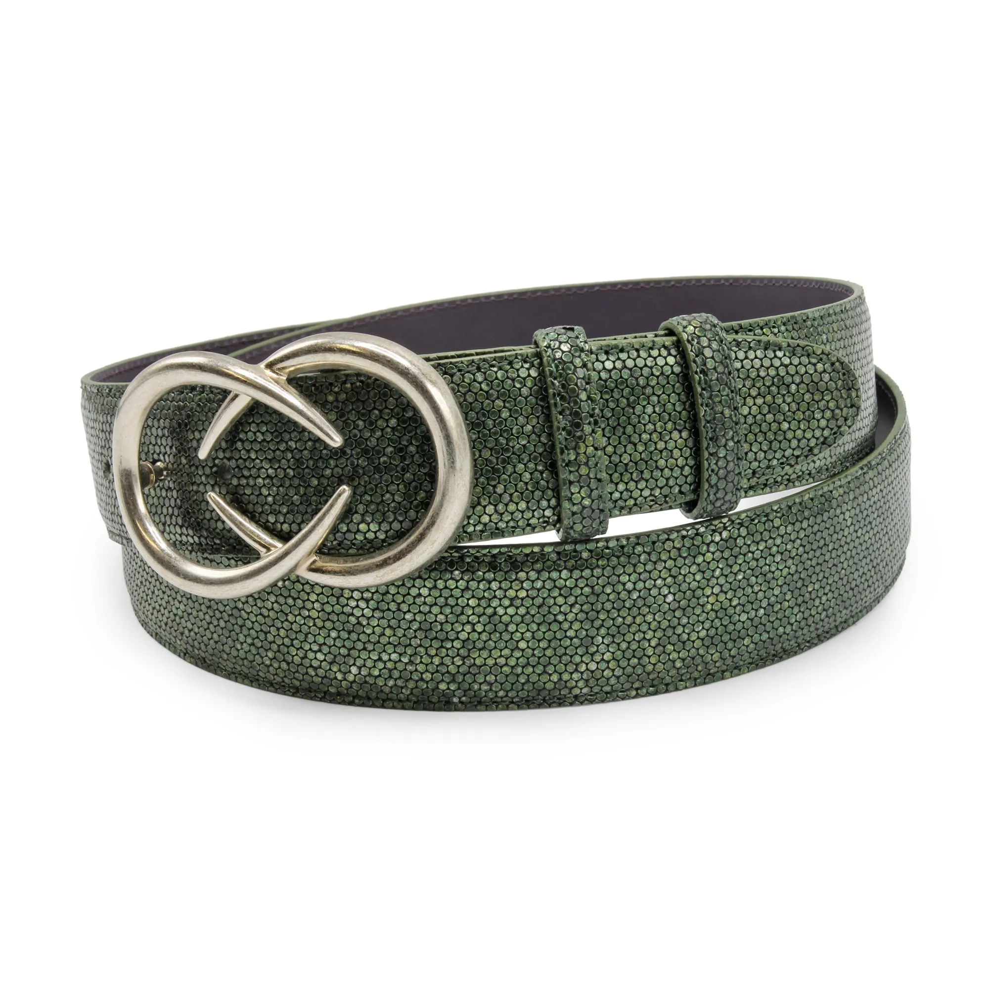 Metallic Seaweed Honeycomb Interlock Belt
