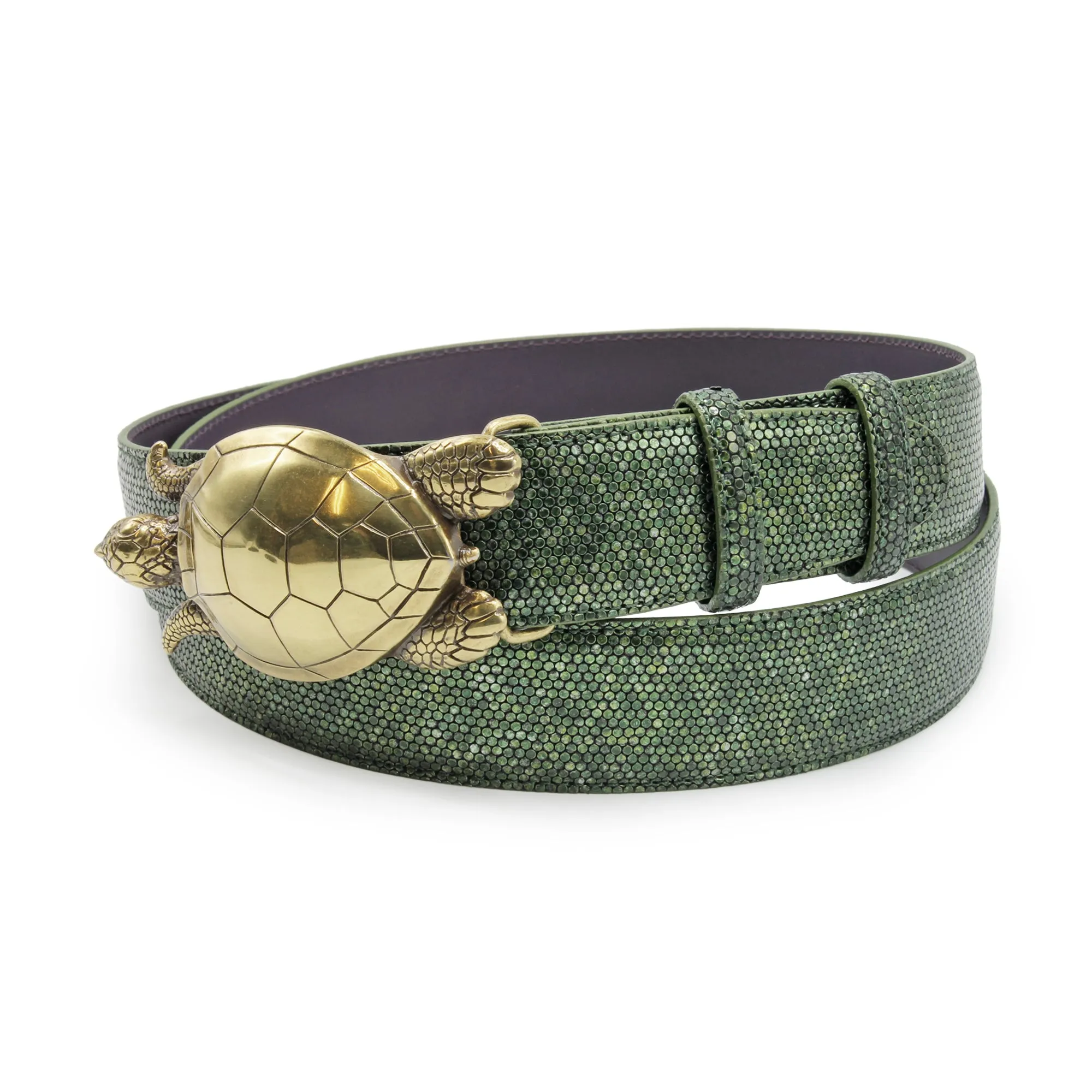 Metallic Seaweed Honeycomb Turtle Belt