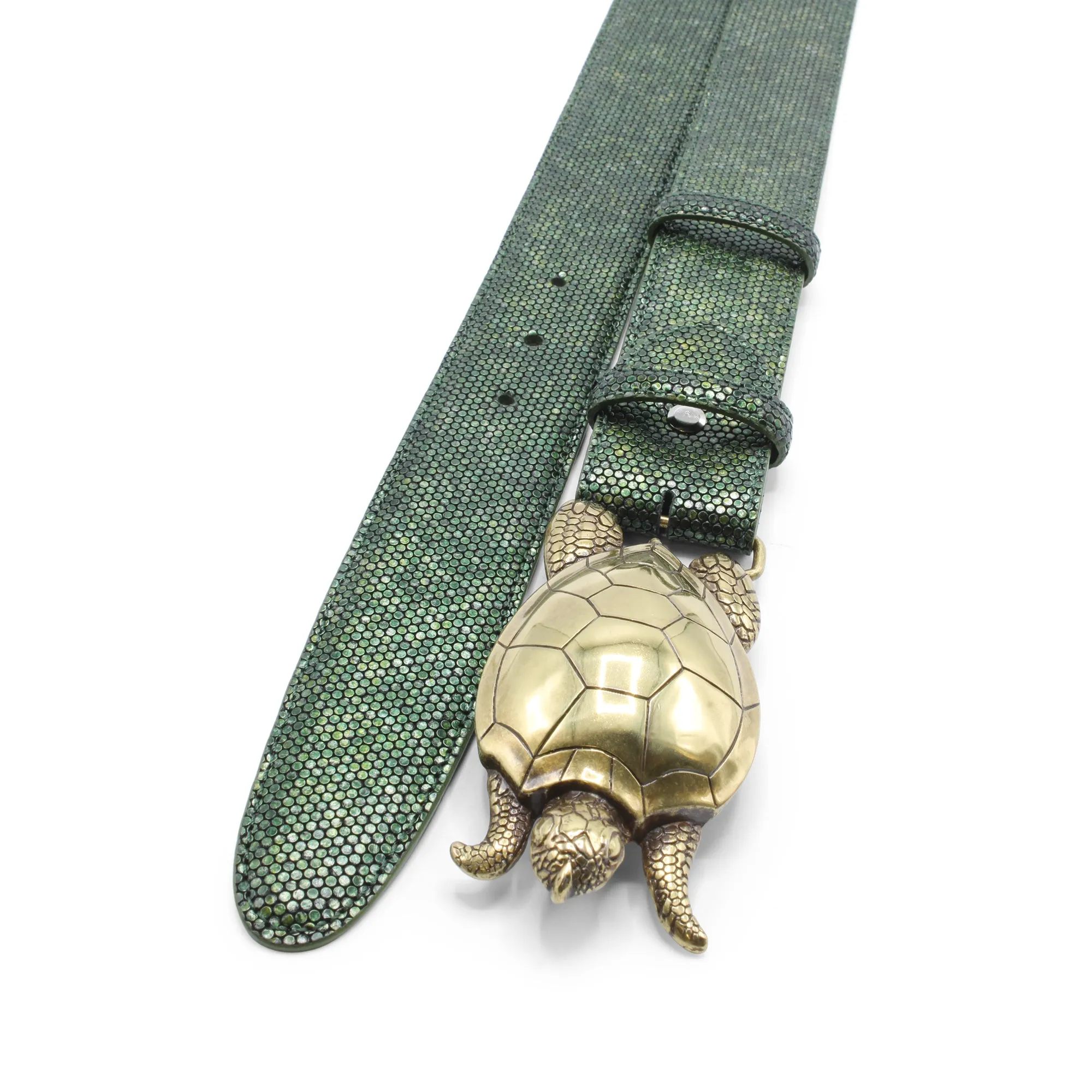 Metallic Seaweed Honeycomb Turtle Belt