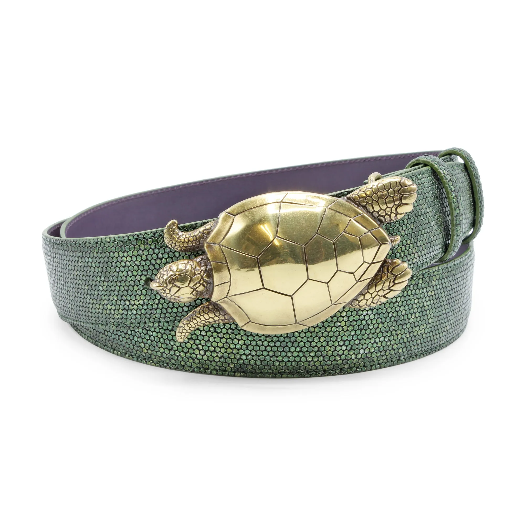 Metallic Seaweed Honeycomb Turtle Belt