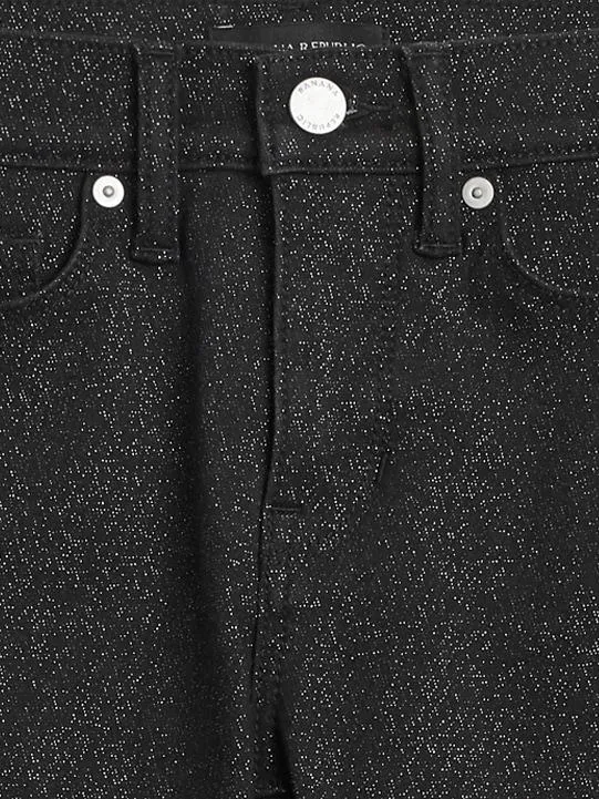 Mid-Rise Skinny Metallic Jean in Black