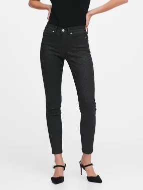 Mid-Rise Skinny Metallic Jean in Black