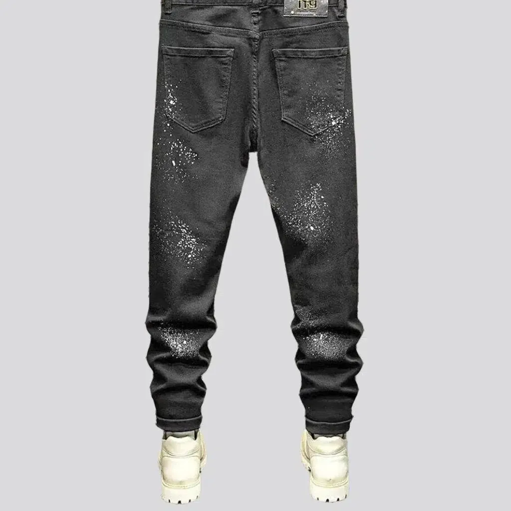 Mid-waist men's black jeans