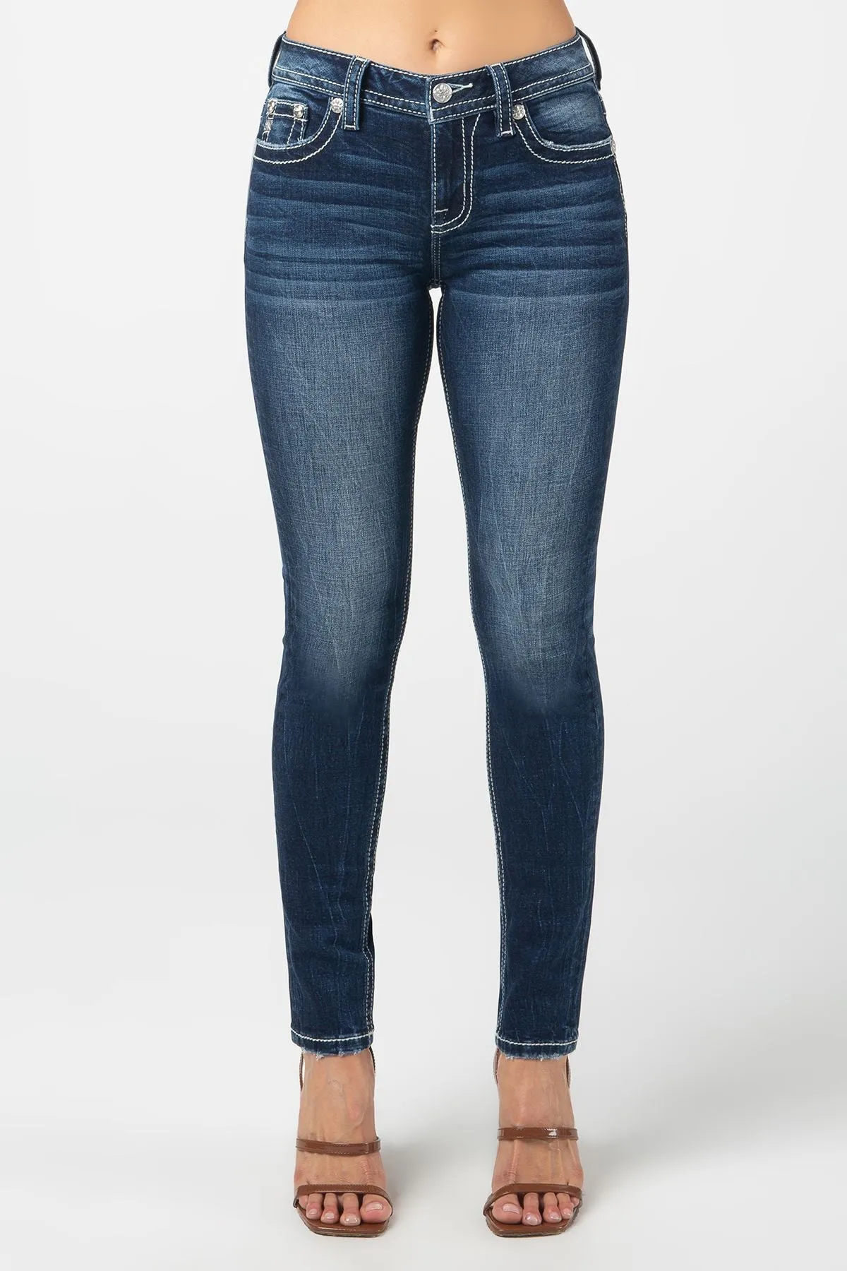 Miss Me Cross Stitched Skinny Jeans