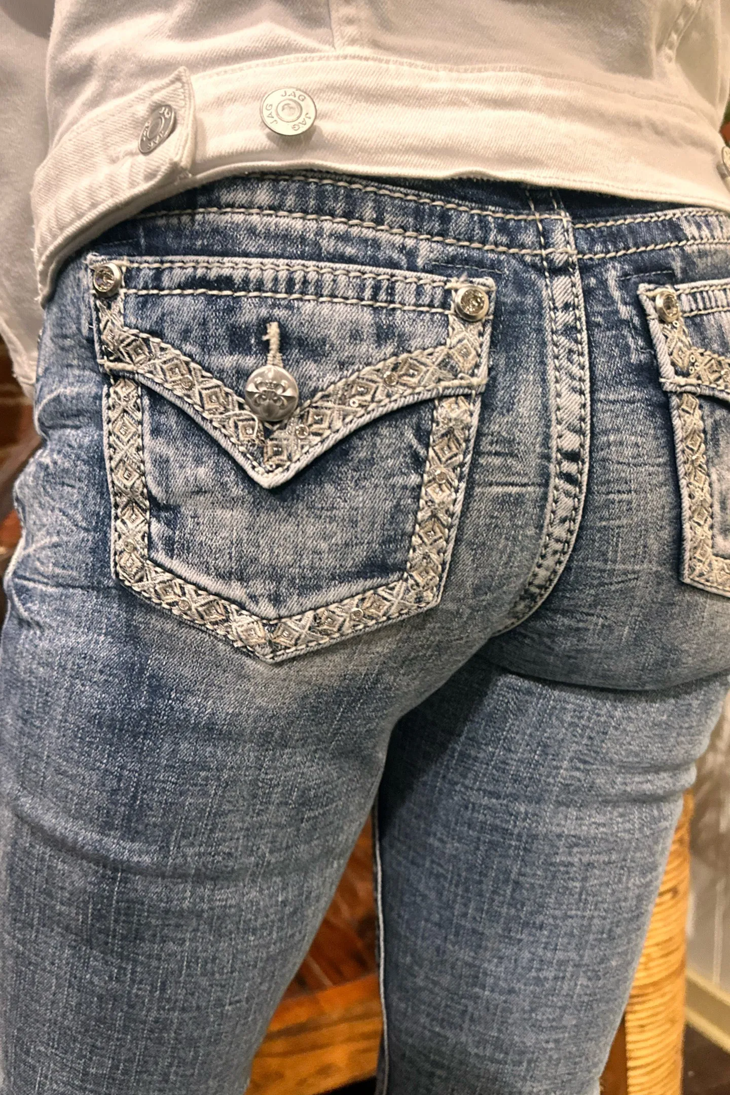 Miss Me Metallic Border Stitch Skinny Jean