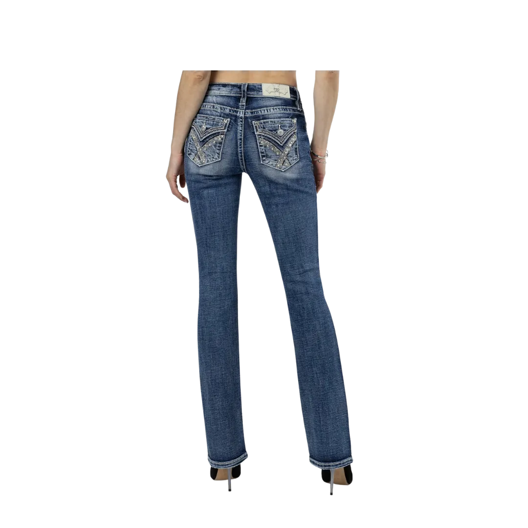 Miss Me Women's Hues Bootcut Pink And Blue Jeans