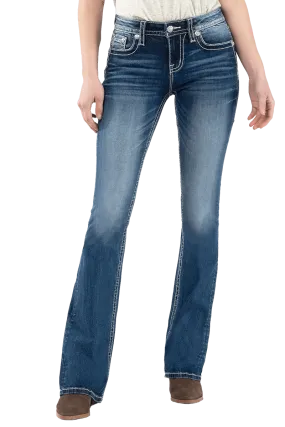 Miss Me Womens Leopard Cactus Boot Cut Jeans