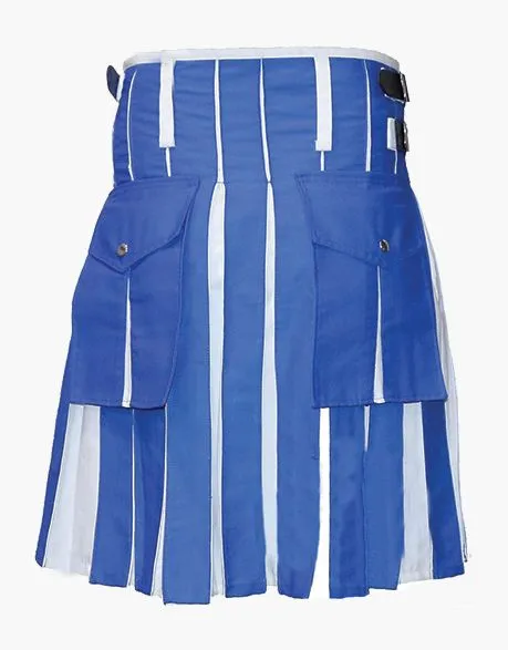 MODERN BLUE AND WHITE HYBRID KILT