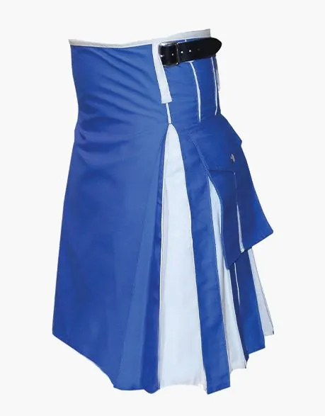 MODERN BLUE AND WHITE HYBRID KILT