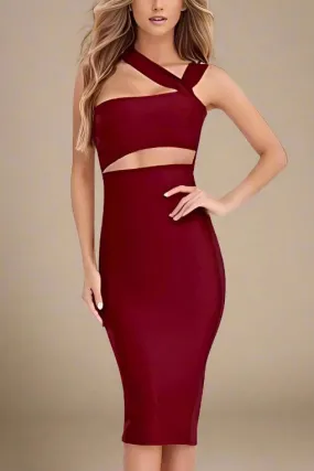 Molly Bandage Midi Dress - Red Wine