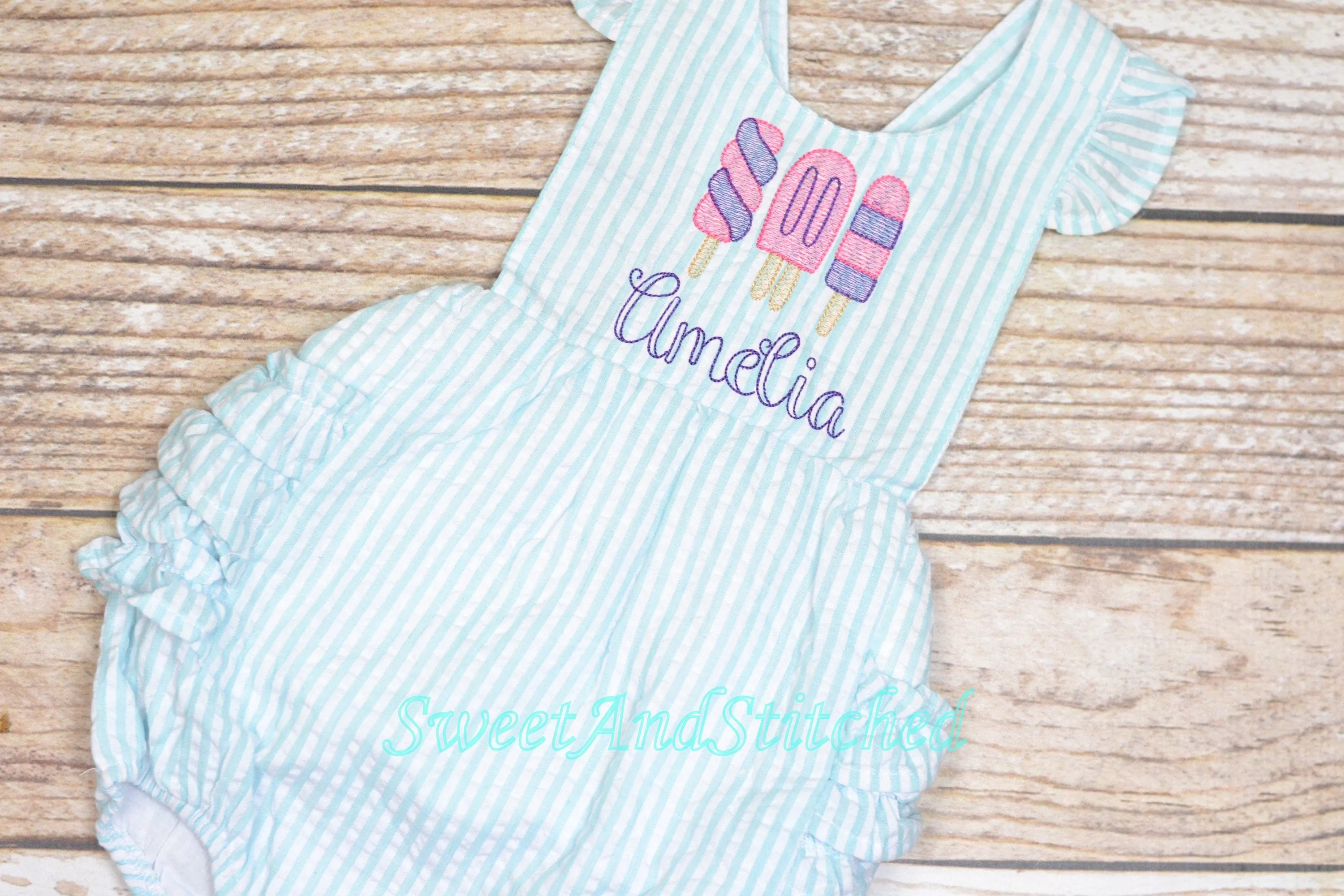 Monogrammed baby girl popsicle birthday outfit, 1st birthday outfit, personalized cake smash outfit with popsicles, cake smash romper