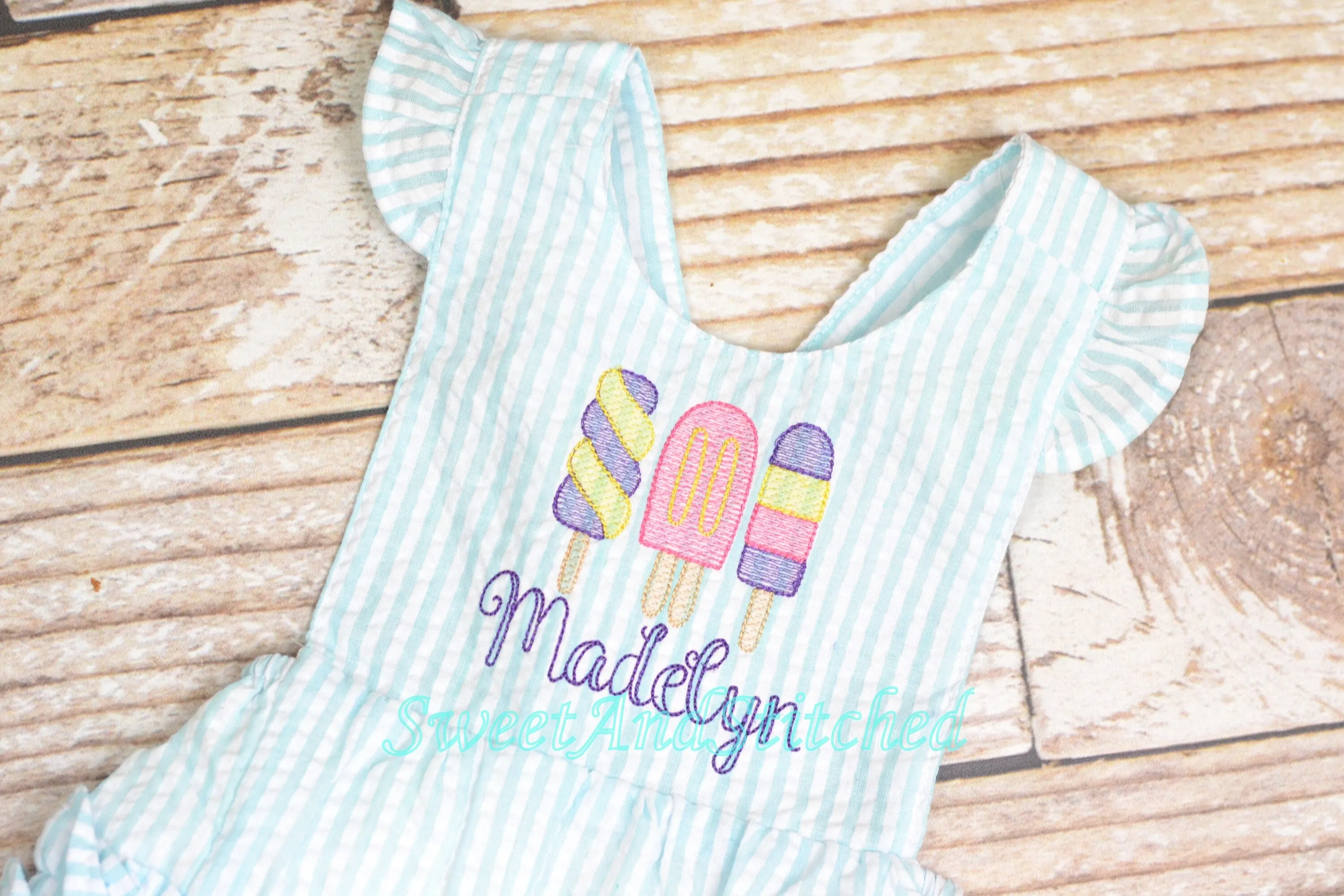 Monogrammed baby girl popsicle birthday outfit, 1st birthday outfit, personalized cake smash outfit with popsicles, cake smash romper