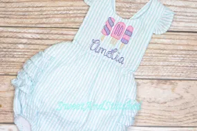 Monogrammed baby girl popsicle birthday outfit, 1st birthday outfit, personalized cake smash outfit with popsicles, cake smash romper