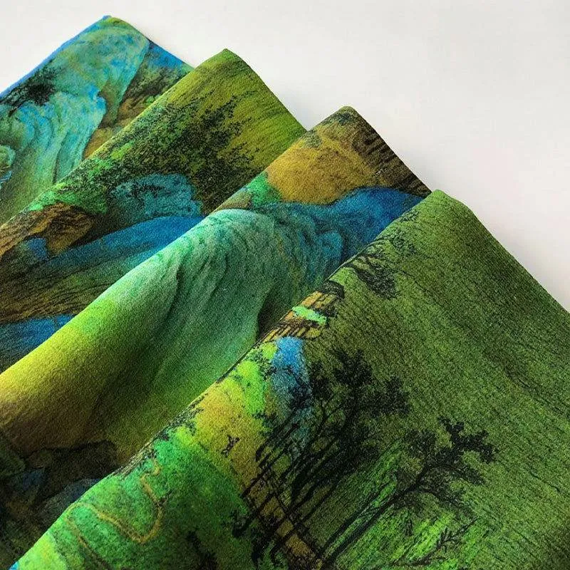 Mulberry Silk 12 Momme Chinese Painting Silk Scarf 190x60cm