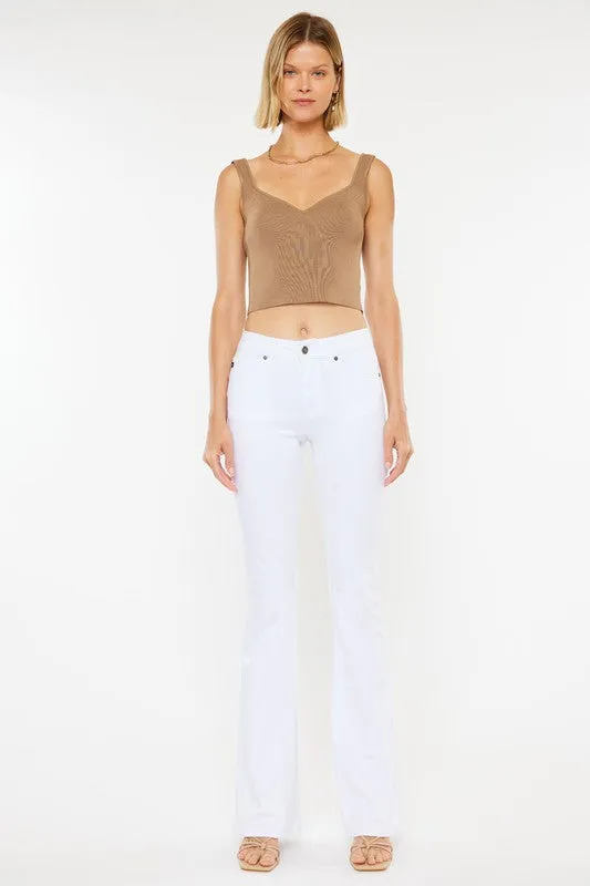 Natalie Mid Rise White Flare Jeans