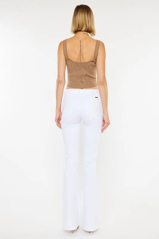 Natalie Mid Rise White Flare Jeans