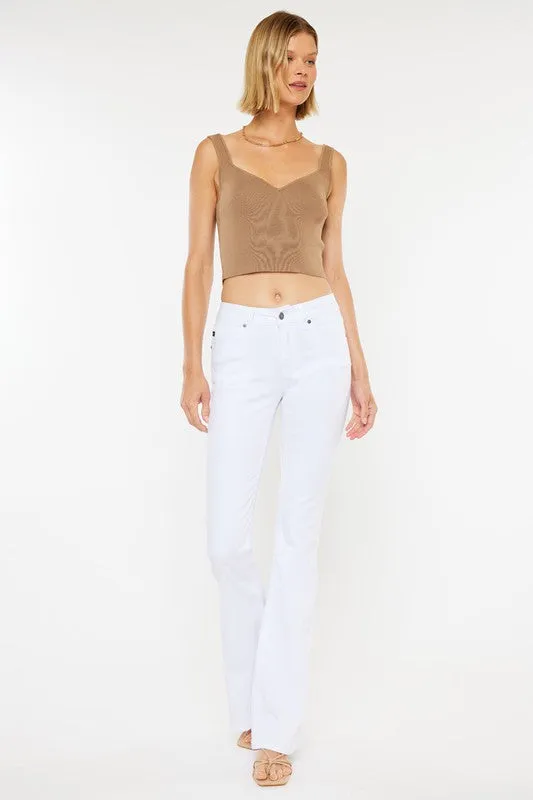 Natalie Mid Rise White Flare Jeans