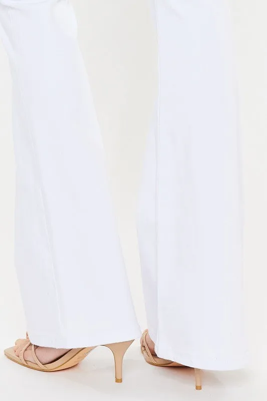 Natalie Mid Rise White Flare Jeans