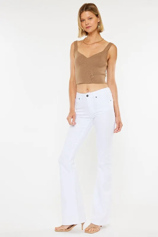 Natalie Mid Rise White Flare Jeans