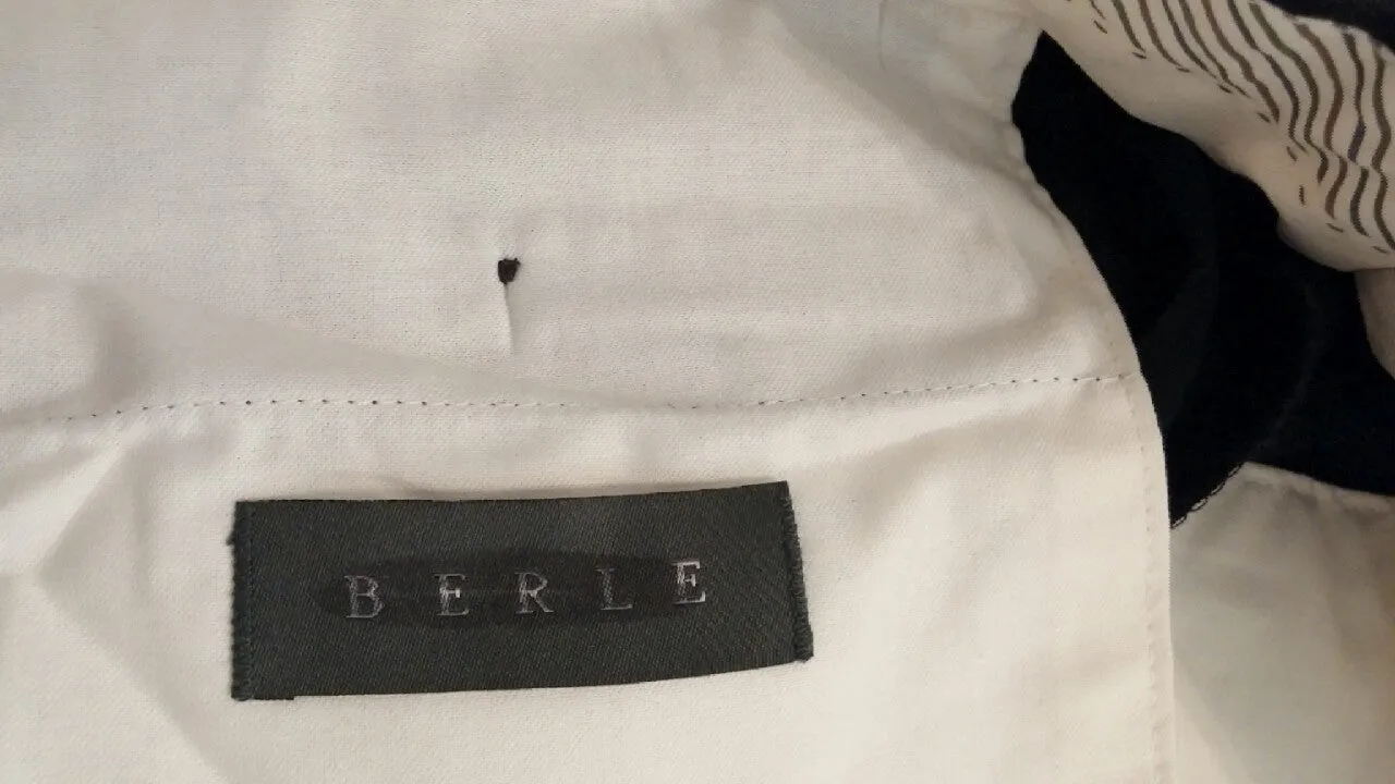 New- Berle-Black Wool Gaberdine Plain Front Trousers- size 38