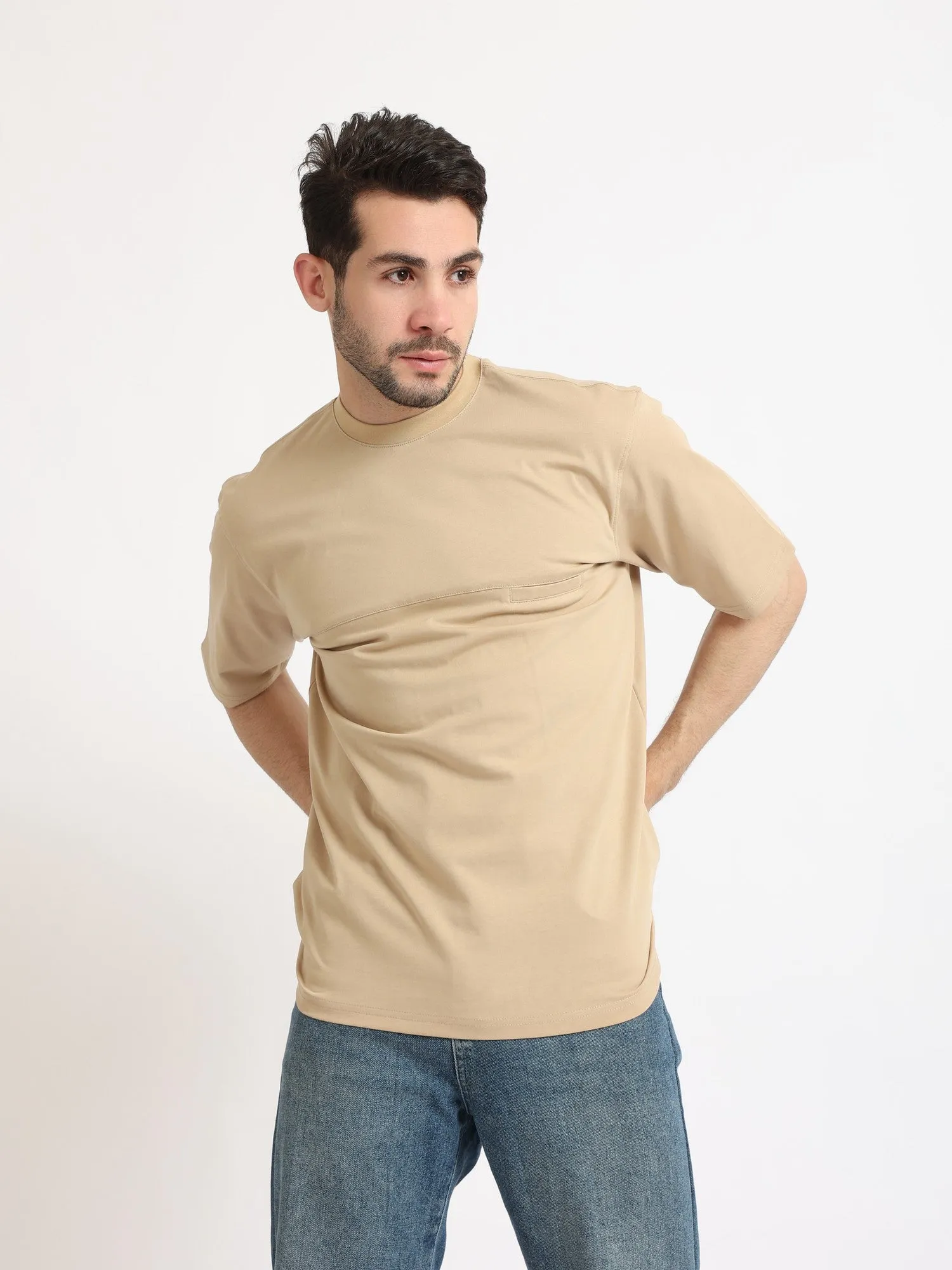 Oversize T-Shirt For Men - Cafe