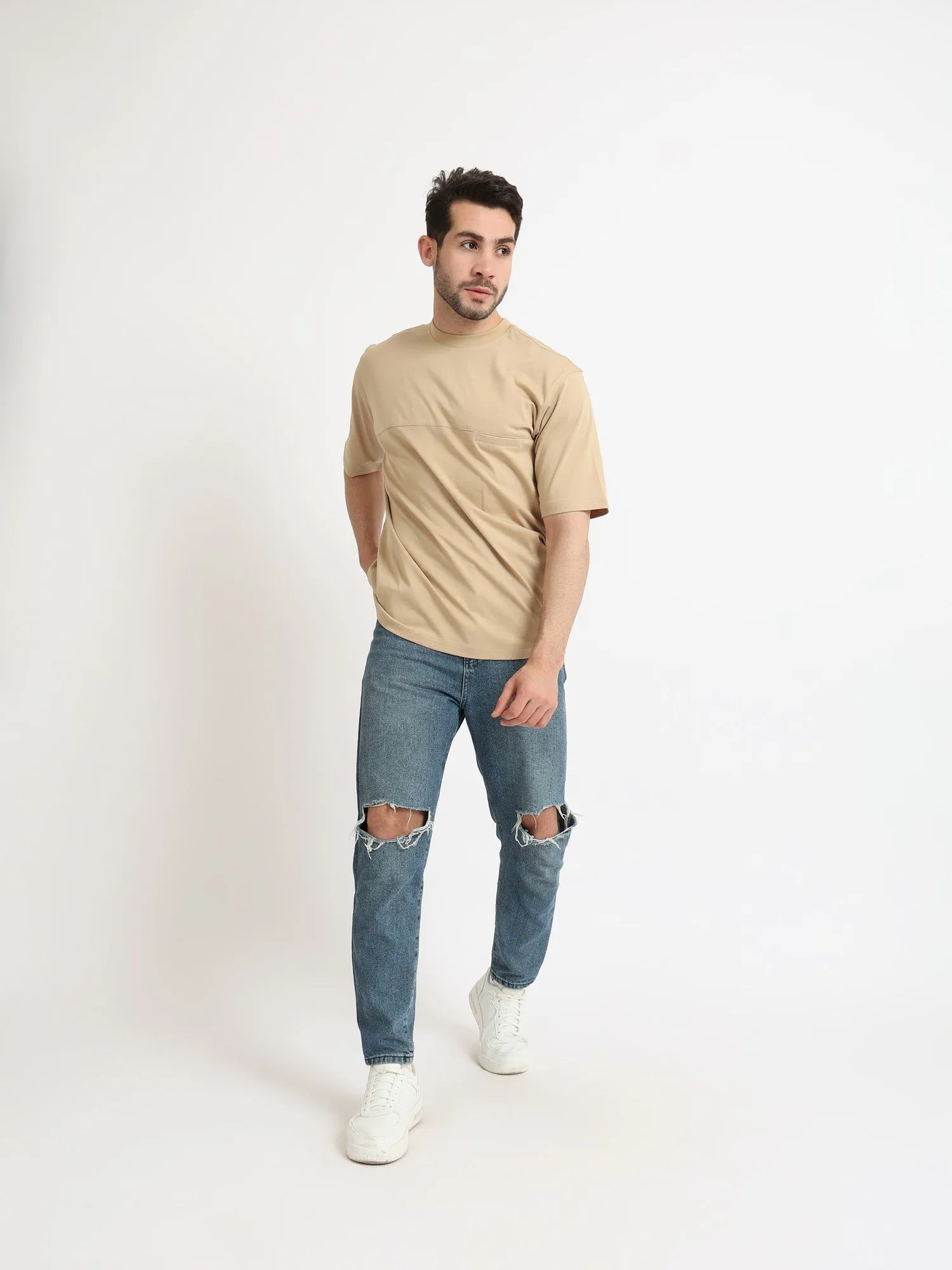 Oversize T-Shirt For Men - Cafe